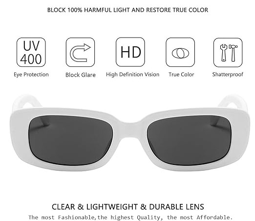 Rectangle Sunglasses for Women Retro Driving Glasses 90’s Vintage Fashion Narrow Square Frame UV400 Protection