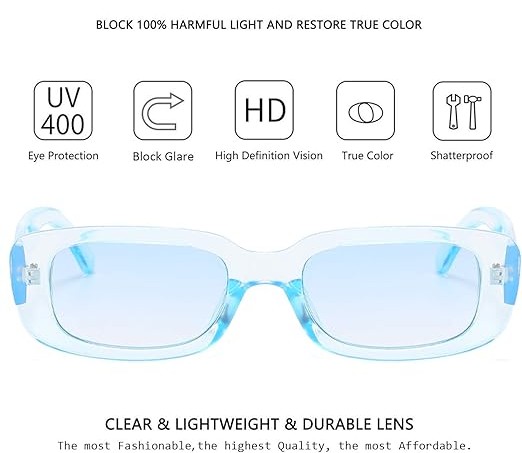Rectangle Sunglasses for Women Retro Driving Glasses 90’s Vintage Fashion Narrow Square Frame UV400 Protection