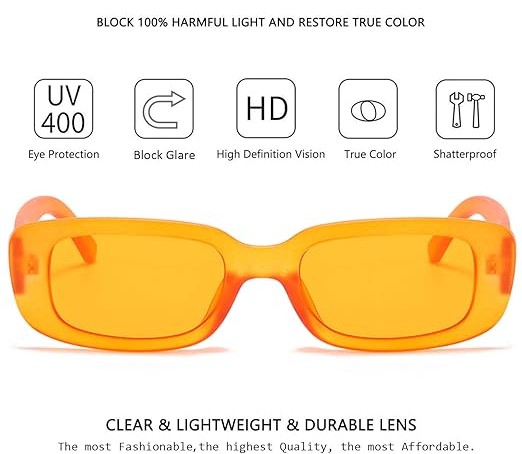 Rectangle Sunglasses for Women Retro Driving Glasses 90’s Vintage Fashion Narrow Square Frame UV400 Protection