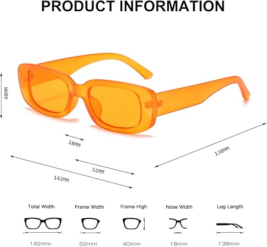 Rectangle Sunglasses for Women Retro Driving Glasses 90’s Vintage Fashion Narrow Square Frame UV400 Protection