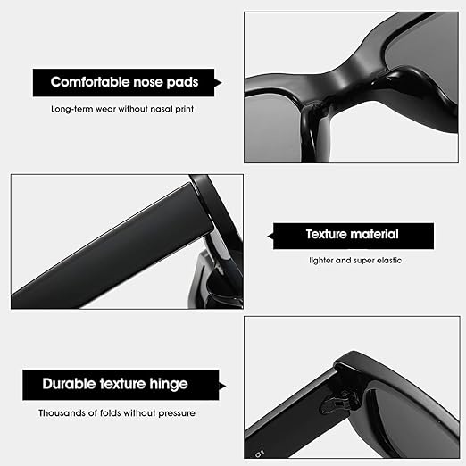Rectangle Sunglasses for Women Retro Driving Glasses 90’s Vintage Fashion Narrow Square Frame UV400 Protection