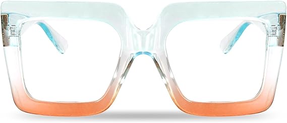Oversized Square Blue Light Glasses Big Frame Computer Eyewear Thick Fashion Clear Glasses for Women Fashion