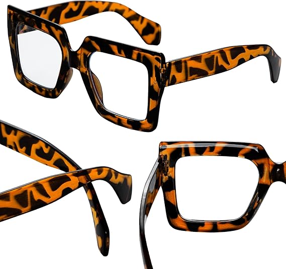 Oversized Square Blue Light Glasses Big Frame Computer Eyewear Thick Fashion Clear Glasses for Women Fashion