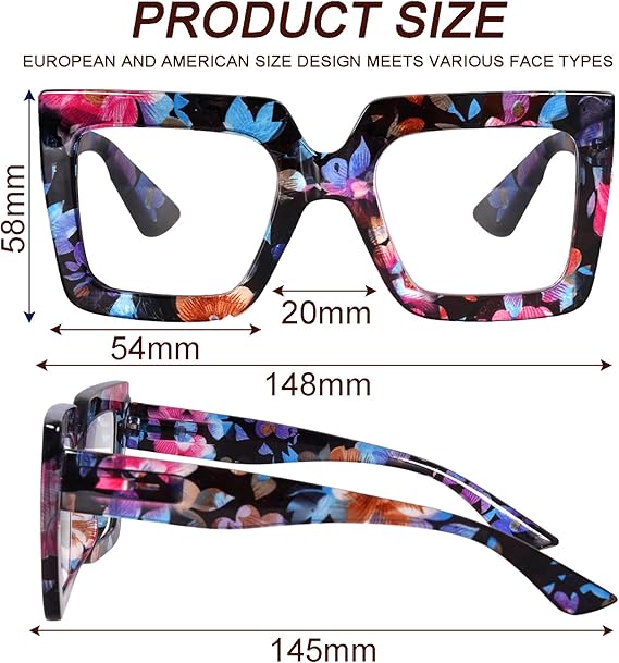 Oversized Square Blue Light Glasses Big Frame Computer Eyewear Thick Fashion Clear Glasses for Women Fashion
