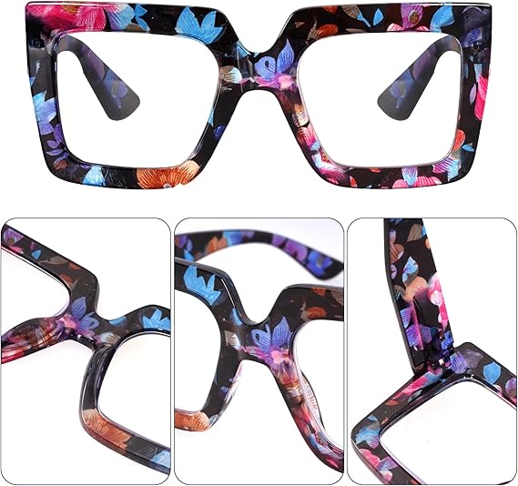 Oversized Square Blue Light Glasses Big Frame Computer Eyewear Thick Fashion Clear Glasses for Women Fashion