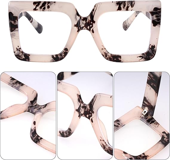 Oversized Square Blue Light Glasses Big Frame Computer Eyewear Thick Fashion Clear Glasses for Women Fashion