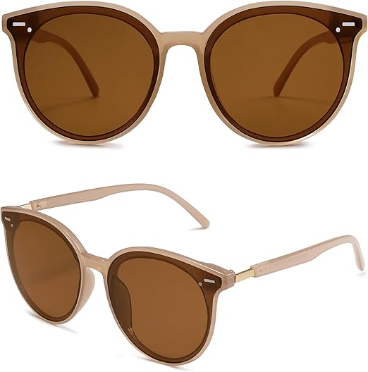 Sunglasses Womens Trendy 2026 Classic Round Retro Vintage Shades Large Frame Sunnies