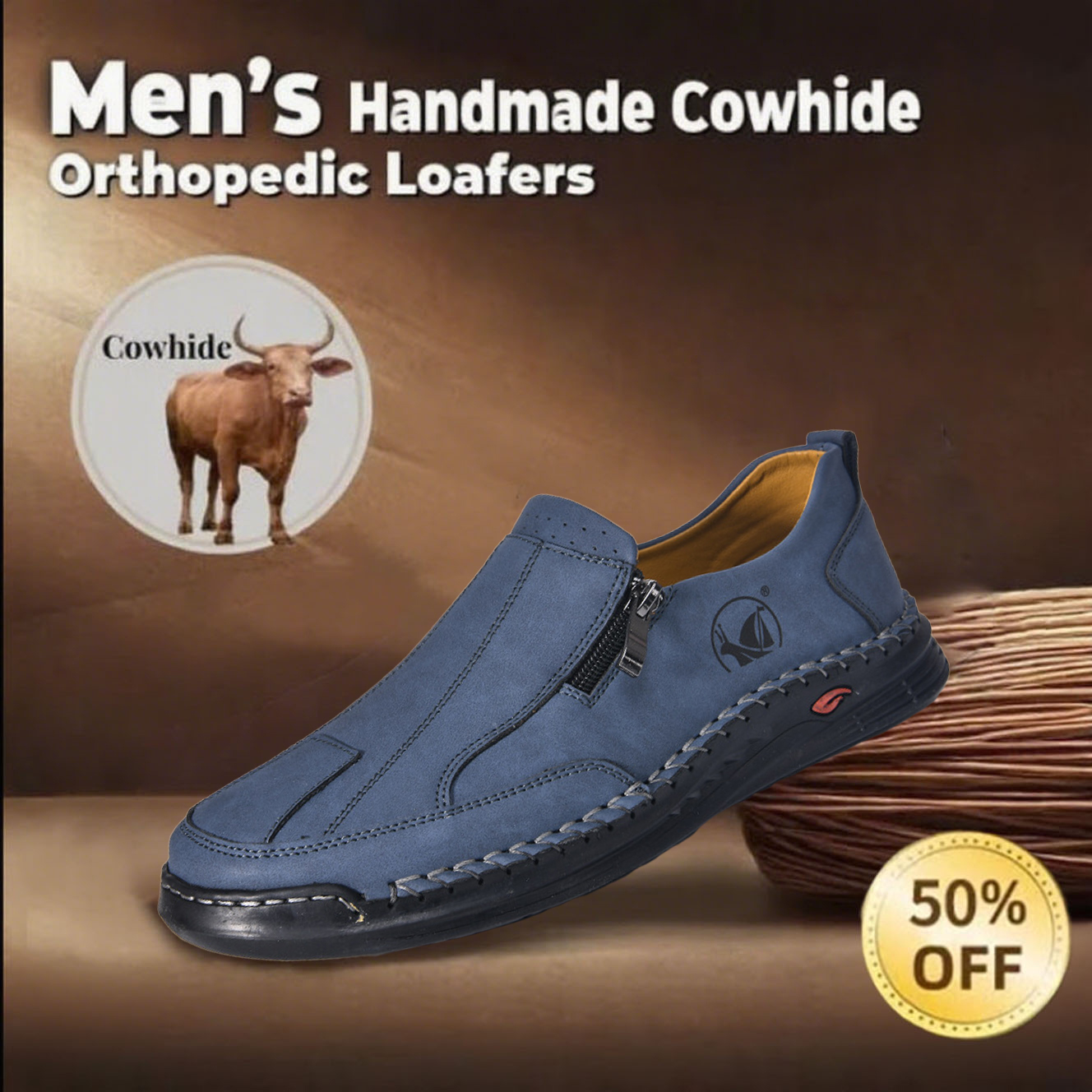 ⏰ 70% off -Men's new genuine leather handmade orthopedic shoes