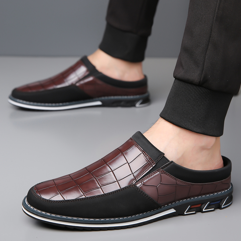Men's Fashion Calfskin Leather Slippers
