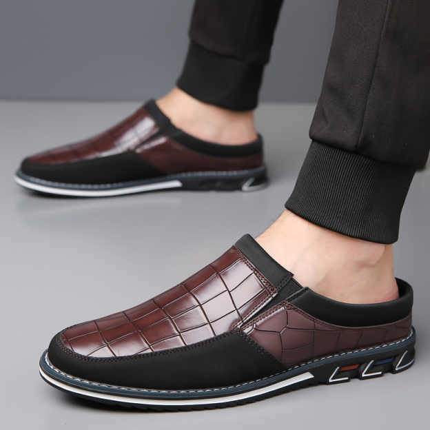 Men's Fashion Calfskin Leather Slippers