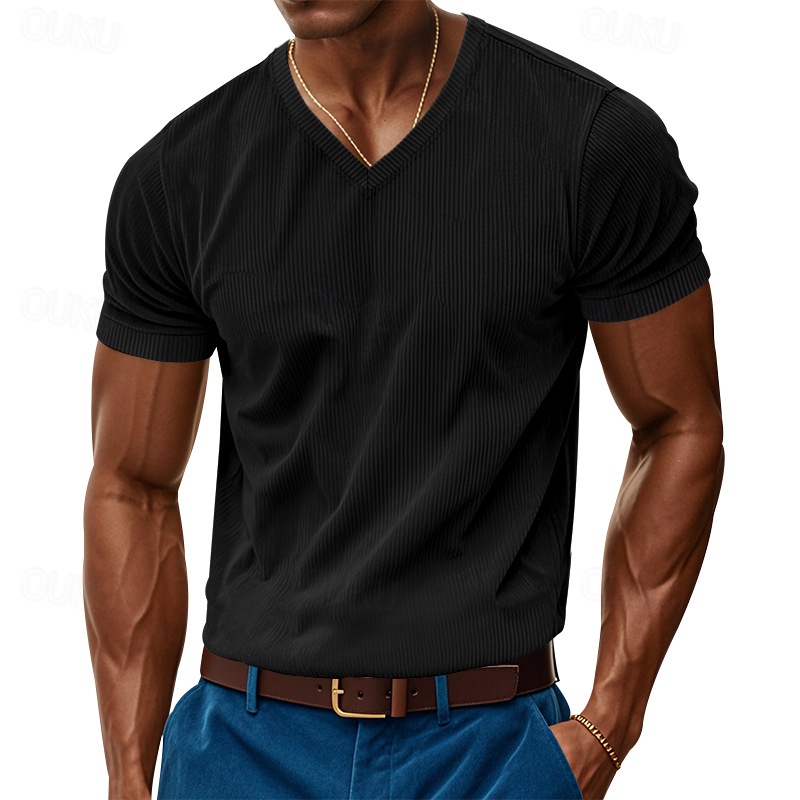Jeffler | V-Neck Ribbed T-Shirt