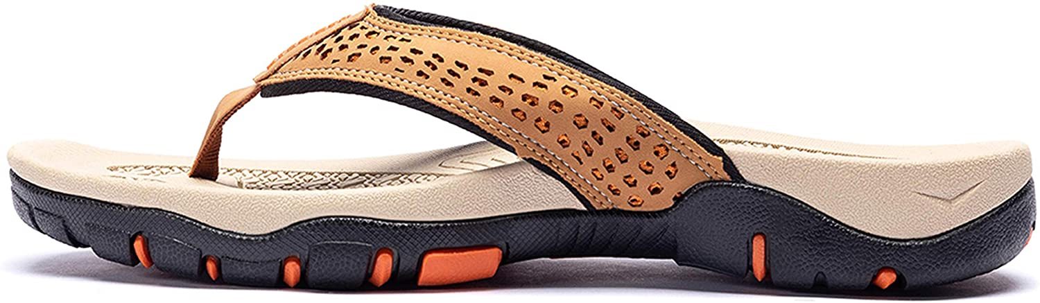 Men Sandals Leather Sport Flip Flops Comfort Casual Outdoor