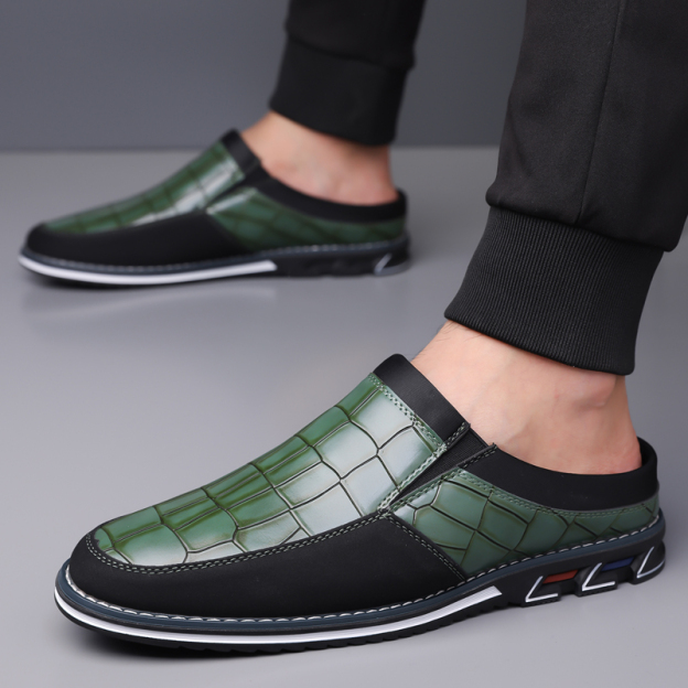 Men's Fashion Calfskin Leather Slippers