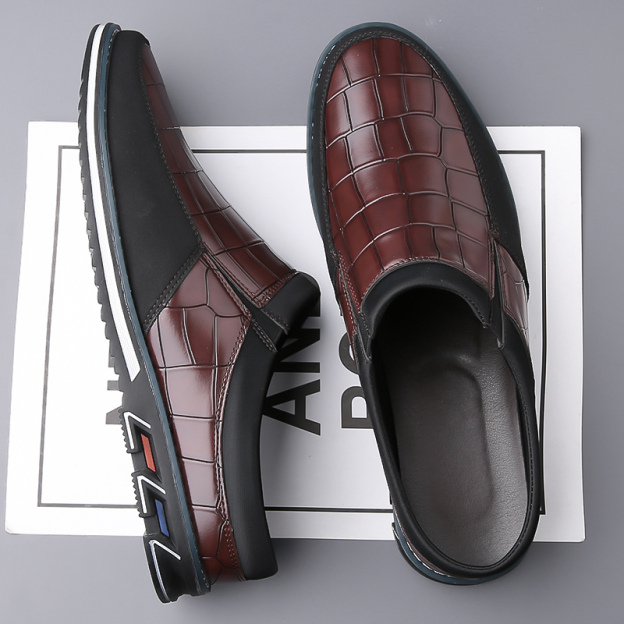 Men's Fashion Calfskin Leather Slippers