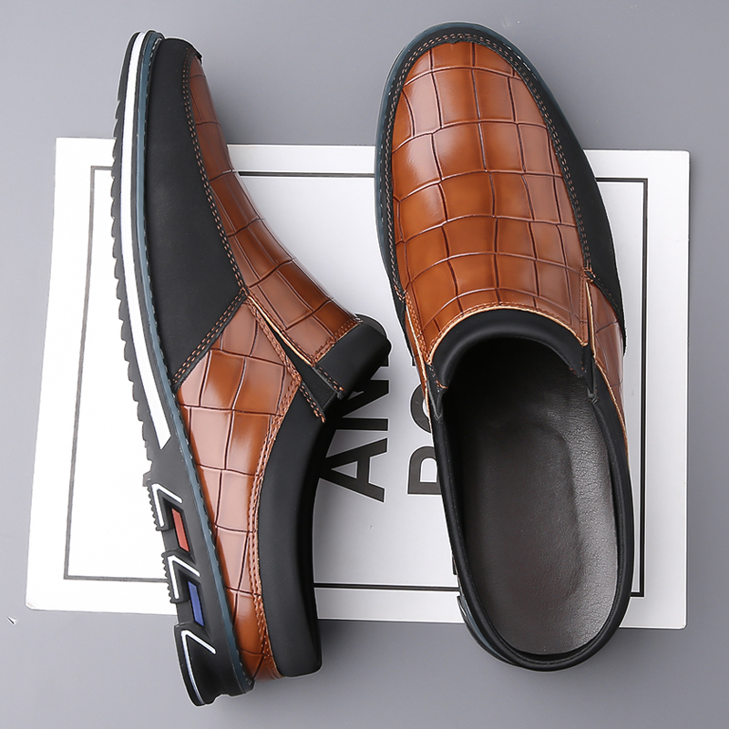 Men's Fashion Calfskin Leather Slippers