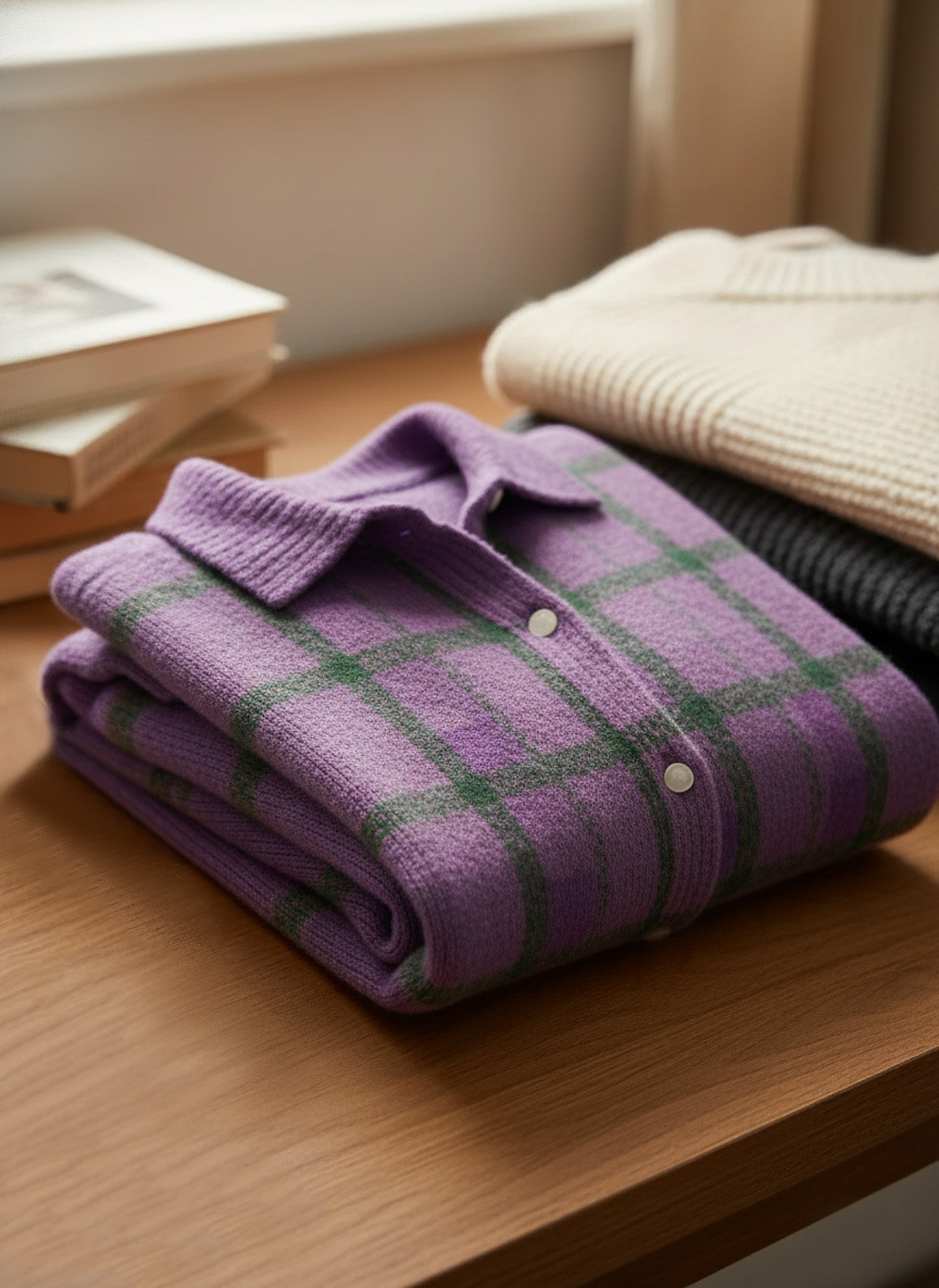 CLEARANCE SALE🔥 Women's Casual Contrast Color Autumn and Winter Retro Plaid Print Buttoned Cardigan Sweater