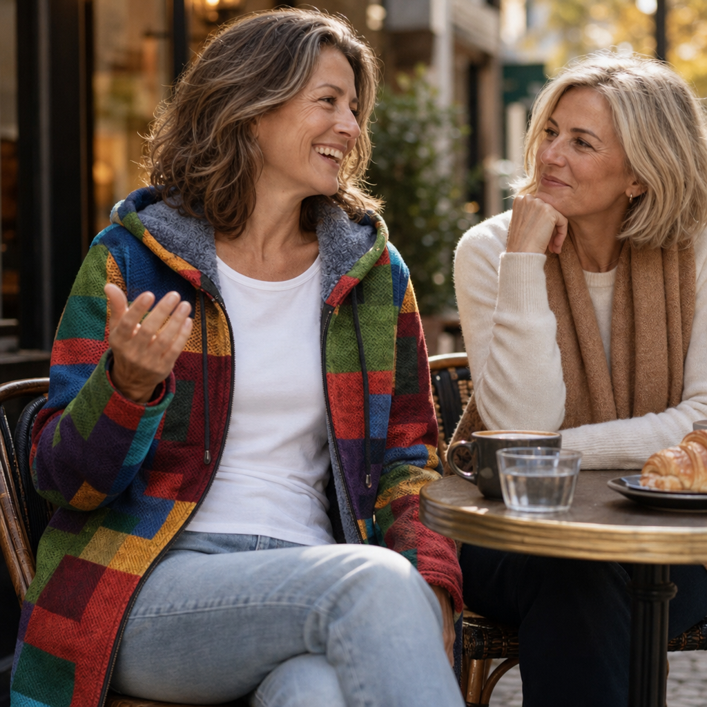 LAST DAY SAVE 60%-Patchwork Muse – Colorful Patchwork Hooded Cardigan