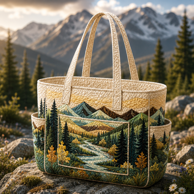 Forest Multiple Pockets Quilted Tote Bag TP22