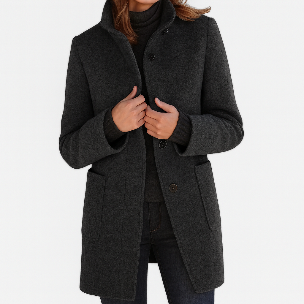 Stella | Women’s Elegant  Vintage Stand Collar Wool Winter Coat