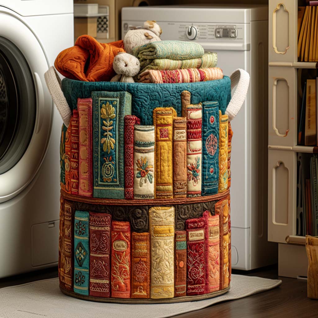 Cozy Library Quilted Laundry Basket NCU0NNT1121