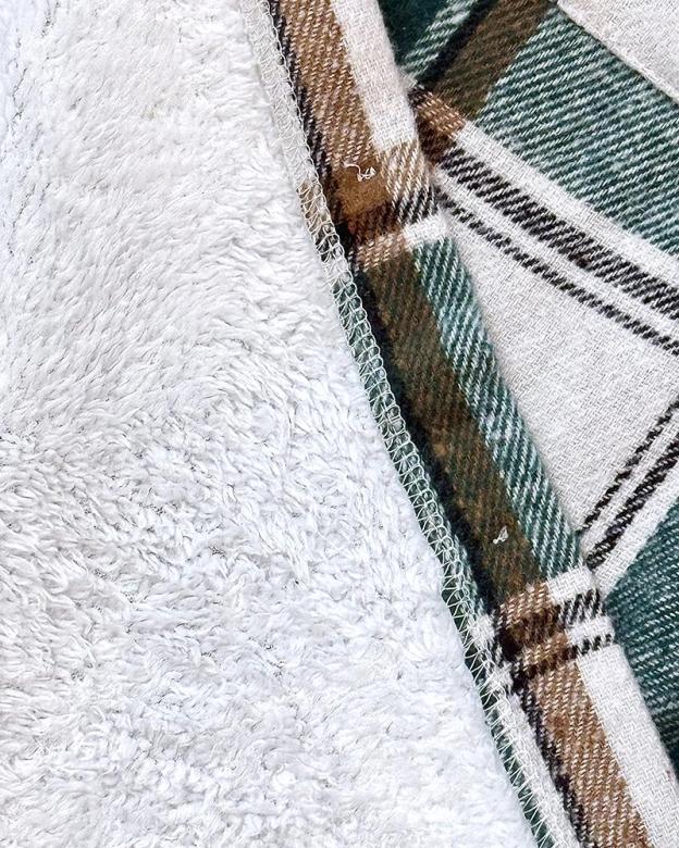 Plaid Pattern Long Sleeve Shacket Button Down Fleece Lined Hooded Jackets Warm Coat