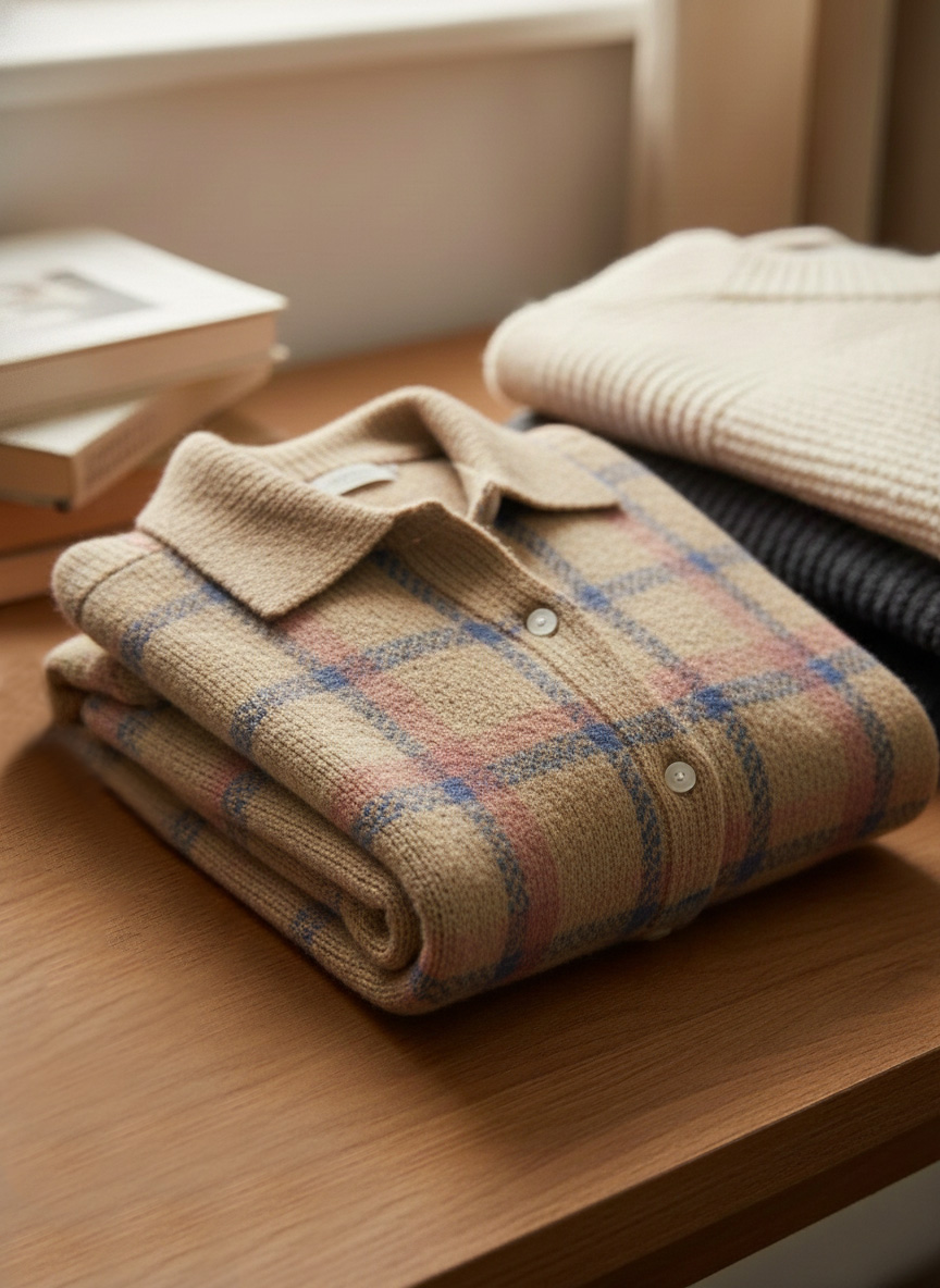 CLEARANCE SALE🔥 Women's Casual Contrast Color Autumn and Winter Retro Plaid Print Buttoned Cardigan Sweater