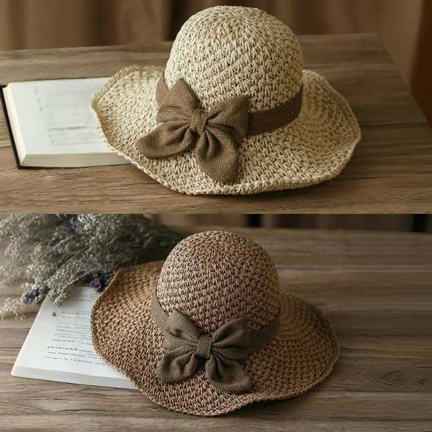 🔥Hot Sale 49% OFF✨Straw Hat with Retro Bow – Foldable & Breathable for Summer