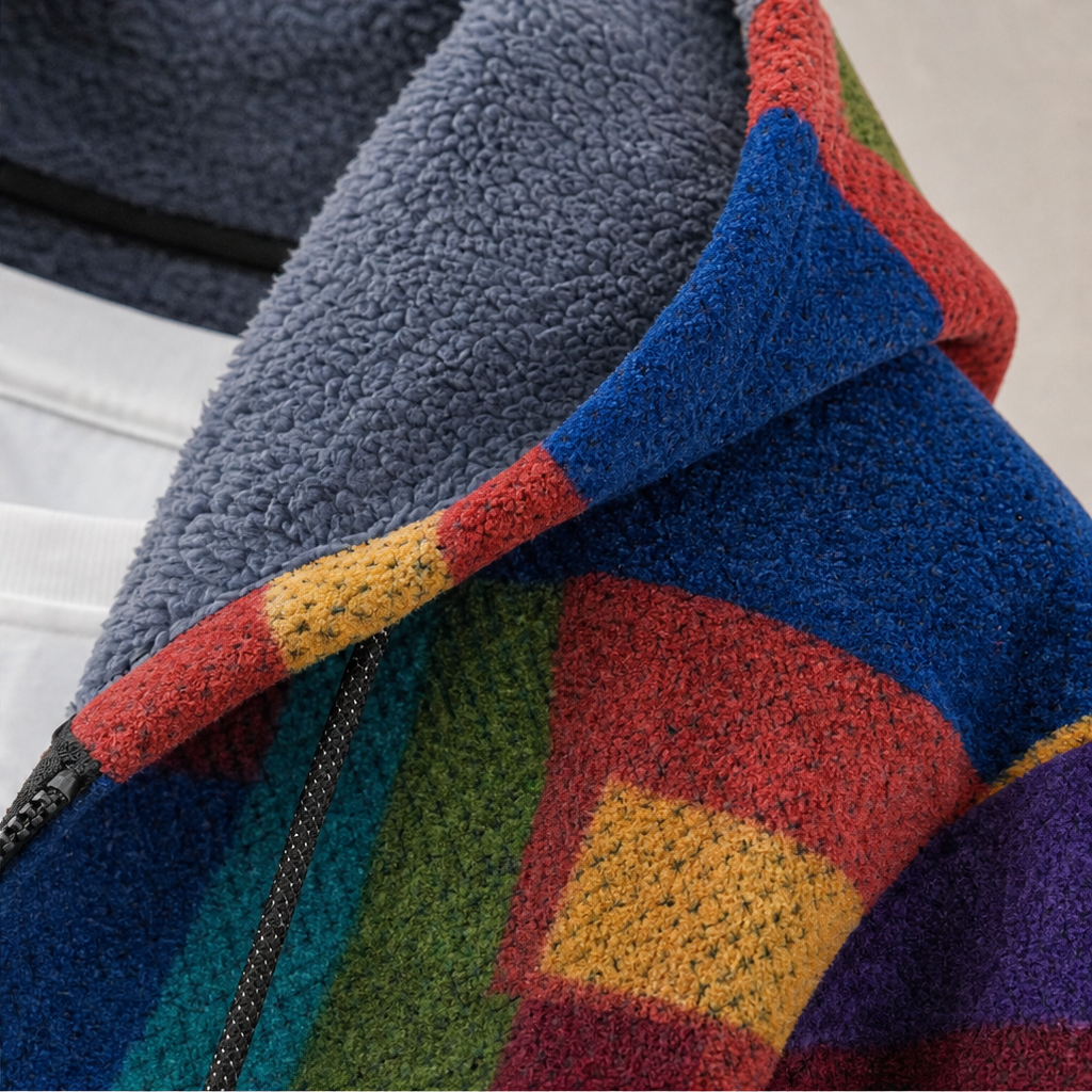 LAST DAY SAVE 60%-Patchwork Muse – Colorful Patchwork Hooded Cardigan