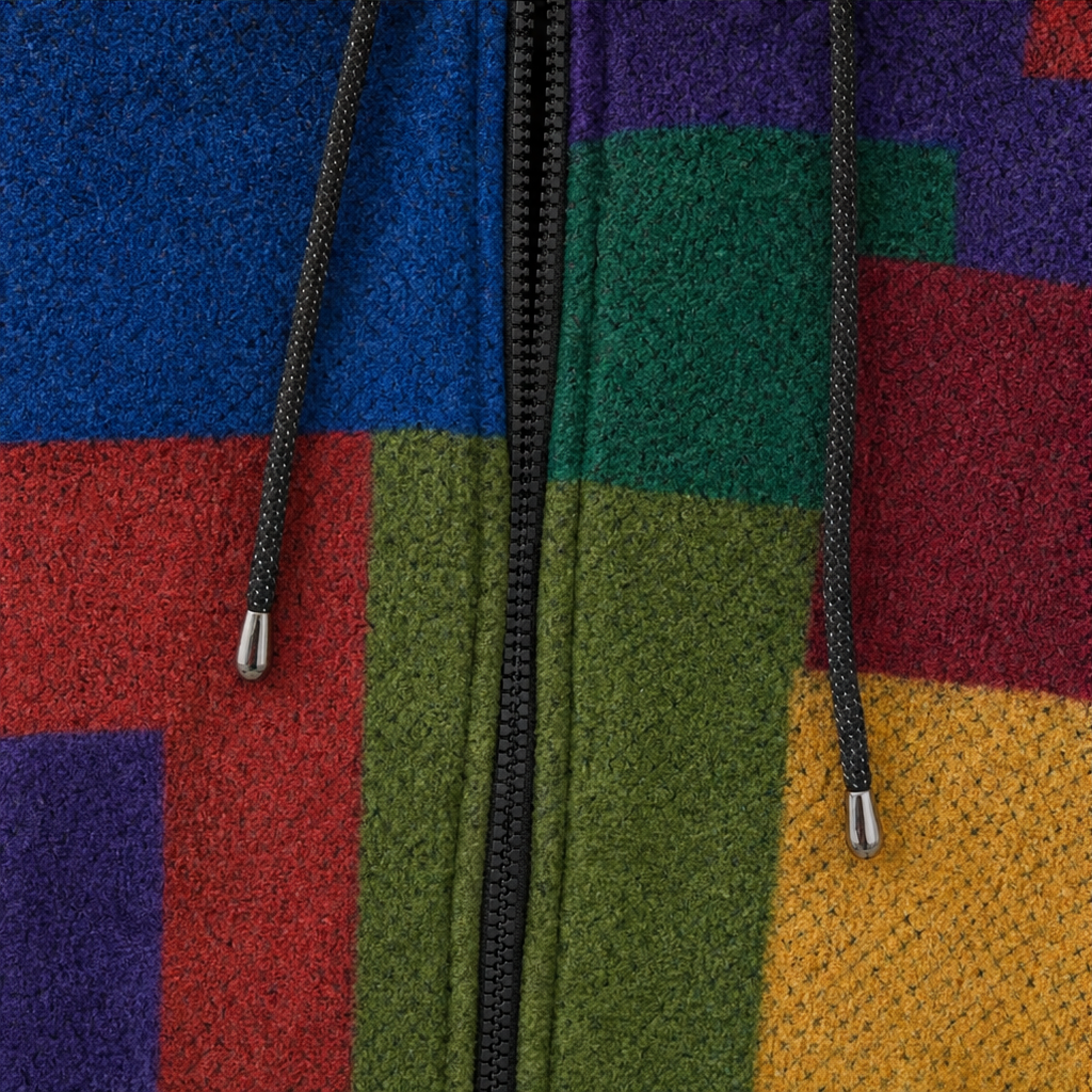 LAST DAY SAVE 60%-Patchwork Muse – Colorful Patchwork Hooded Cardigan