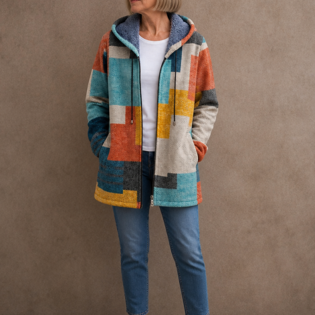 LAST DAY SAVE 60%-Patchwork Muse – Colorful Patchwork Hooded Cardigan