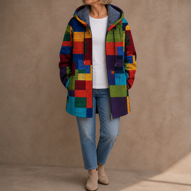 LAST DAY SAVE 60%-Patchwork Muse – Colorful Patchwork Hooded Cardigan