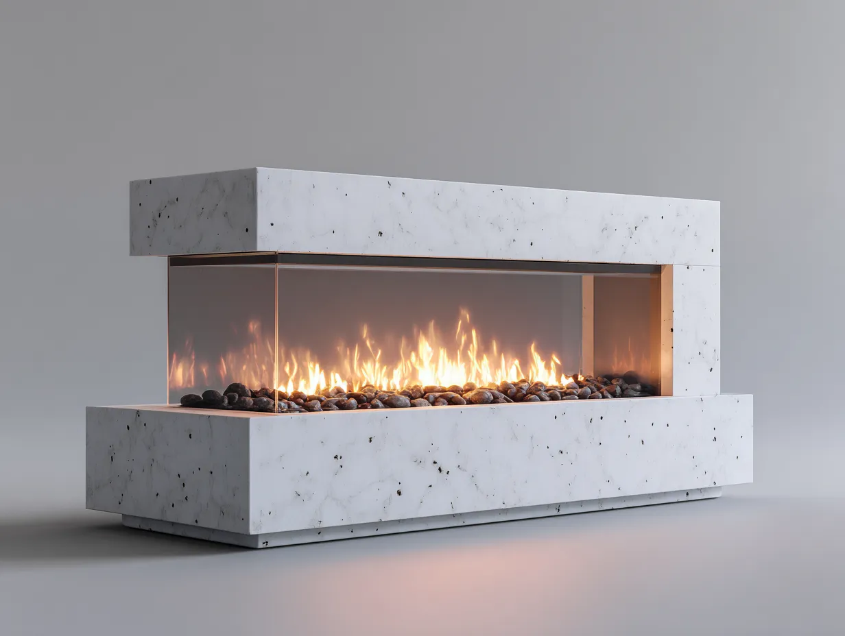 Cheminée électrique moderne effet marbre 150x35x80 cm - blanc - design contemporain-Nookgethut