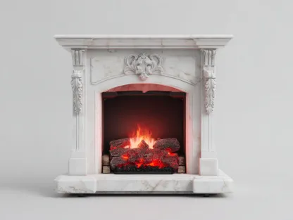 Cheminée électrique 110x35x100 cm - finition effet marbre blanc sculpté - usage intérieur - style classique-Nookgethut
