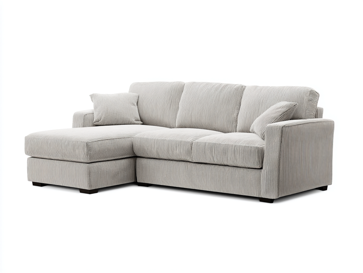 Canapé d'angle en tissu 255x160x85 cm - beige clair - style contemporain-Nookgethut