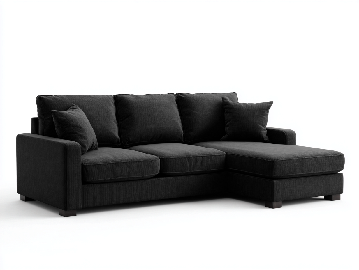 Canapé d'angle tapissé tissu 260x165x85 cm - noir - style moderne-Nookgethut