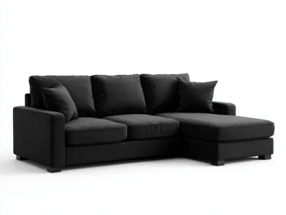 Canapé d'angle tapissé tissu 260x165x85 cm - noir - style moderne-Nookgethut