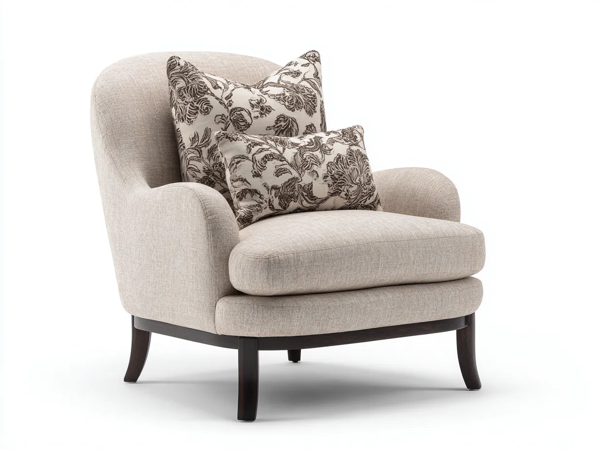 Fauteuil tapissé tissu 85x90x95 cm - Beige - Design classique pour salon-Nookgethut