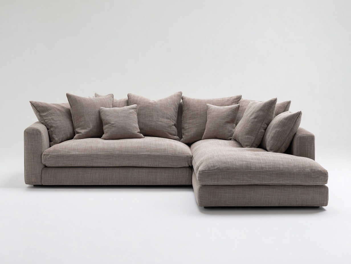 Canapé d'angle tapissé en tissu 280x165x85 cm - Beige - Design contemporain pour salon-Nookgethut