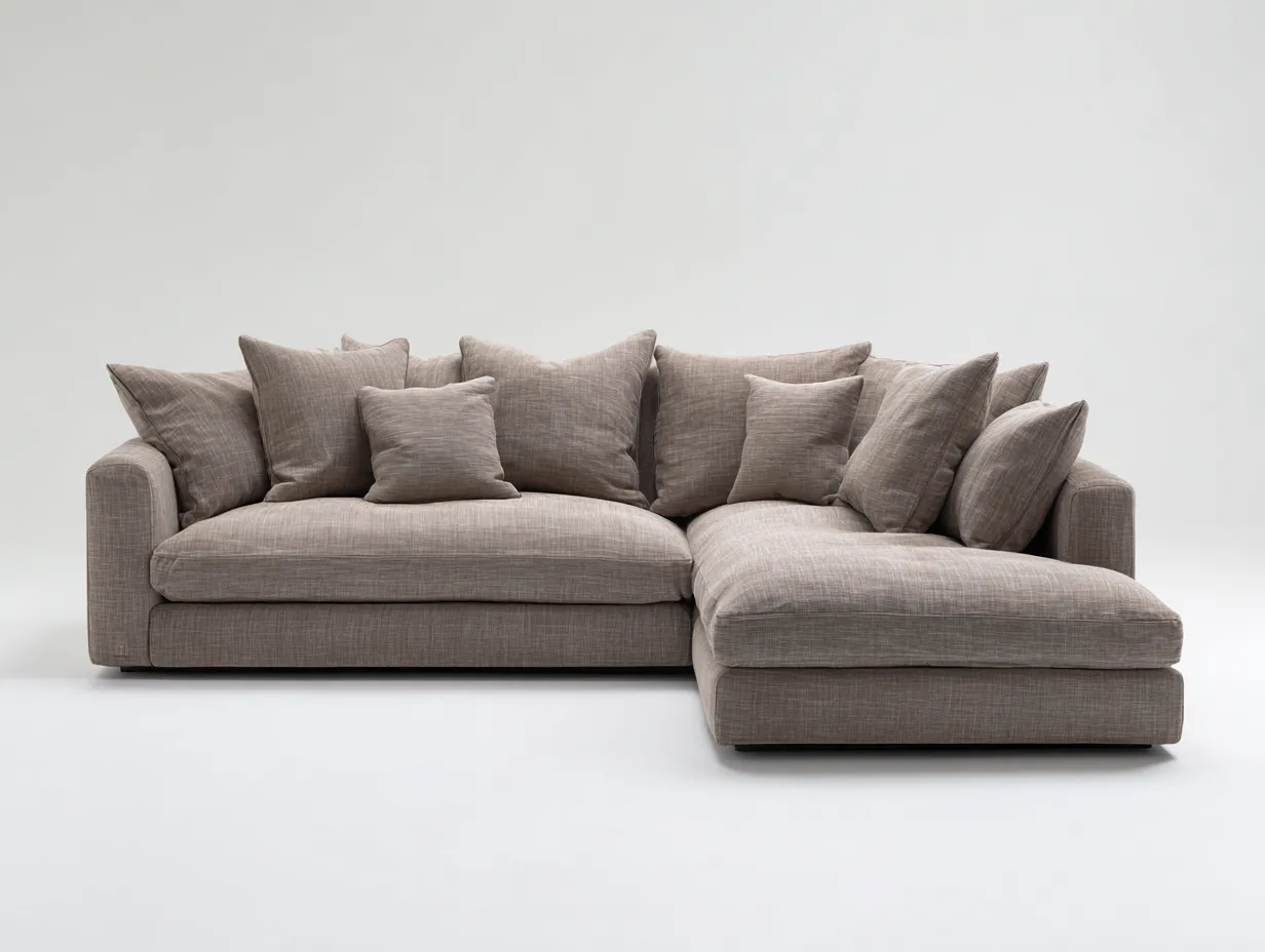 Canapé d'angle tapissé en tissu 280x165x85 cm - Beige - Design contemporain pour salon-Nookgethut