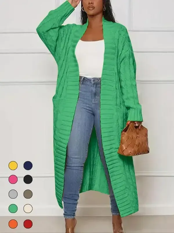 Women's Long Cardigan 2025 Oversized Coat Long Sleeve Open Cardigan Knitted Extra