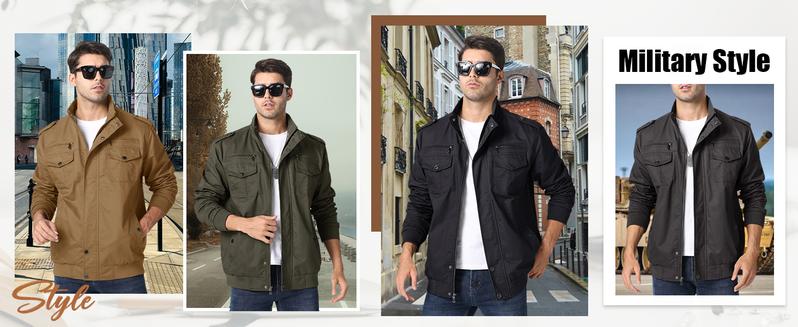 MAGCOMSEN Spring Tops Men's Spring Fall Casual Windbreaker Jacket Cargo Stand Collar Bomber Jackets Coat Fallfreshness