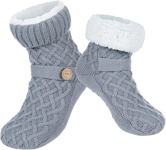 Winter Womens Warm Fluffy Slipper Socks, Soft Cozy Fuzzy Christmas Sock with Non-Slip Grippers for ladies Gifts