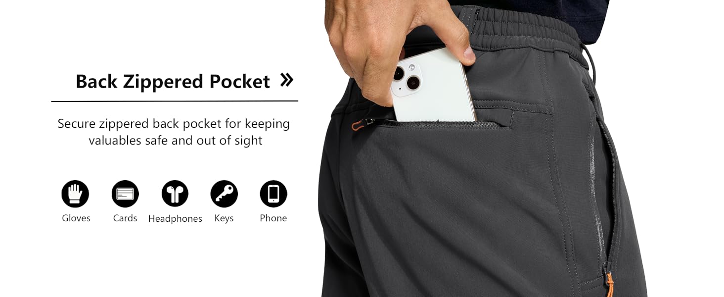 Men's Winter Pants Fleece Lined Ski Snow Pants Water Resistant 4 Zip Pockets Outdoor Pants