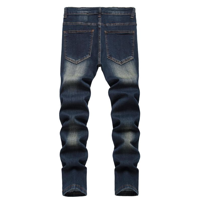 JUNBAOSS Men's Slim Fit Stretch Jeans Colored Skinny Jeans for Men, Distressed Straight Leg Casual Fashion Comfort Flex Waist Denim Pants, Menswear Classic Street Style Cotton Fabric Jean Natural Hipster Personalized Stylish Streetwear Jeans with Pockets
