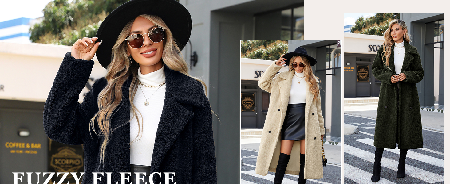 Women 2025 Winter Faux Fur Coats Lapel Long Sleeve Fuzzy Fleece Outerwear Button Down Sherpa Jackets