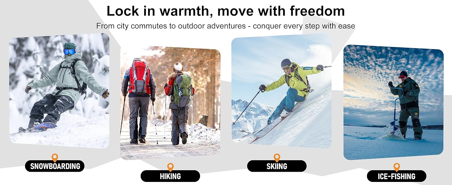 Men&amp;amp;#39;s Winter Pants Fleece Lined Ski Snow Pants Water Resistant 4 Zip Pockets Outdoor Pants