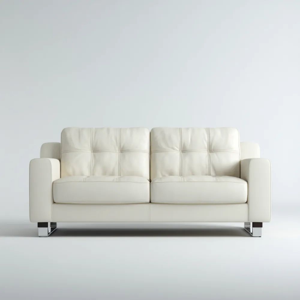 Canapé deux places en cuir 180x90x85 cm - Blanc - Design moderne