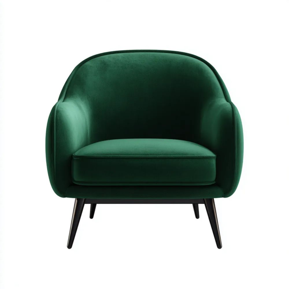 Fauteuil en velours 80x85x82 cm - Vert Émeraude - Design Moderne