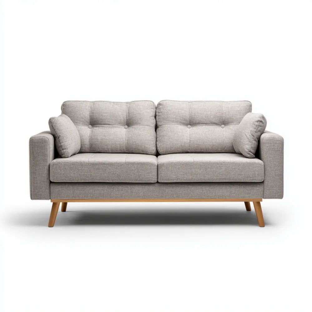 Canapé 2 places Tissu 140x75x80 cm - Gris Clair - Design Moderne