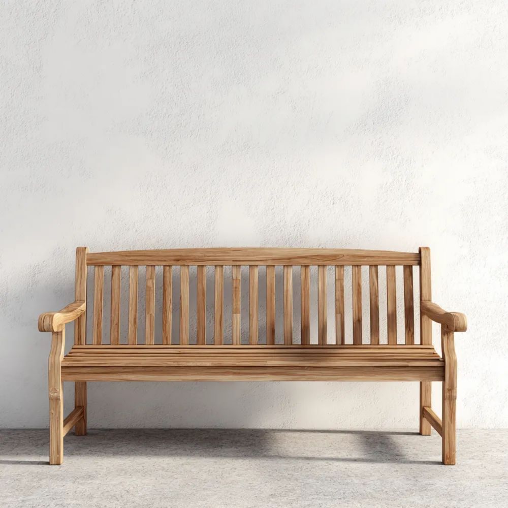 Banc de jardin en teck 150x90x60 cm – Naturel – Design classique